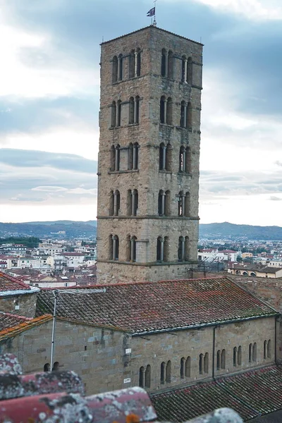 Zvonice Kostela Santa Maria Assunta Arezzu Toskánsko Itálie — Stock fotografie