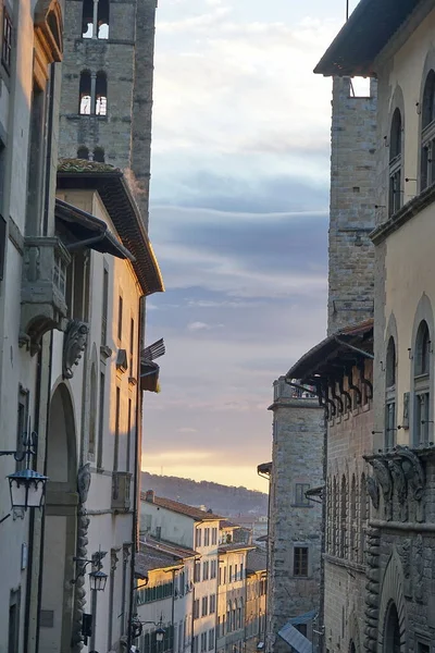 Typische Straße Der Altstadt Von Arezzo Toskana Italien — Stockfoto