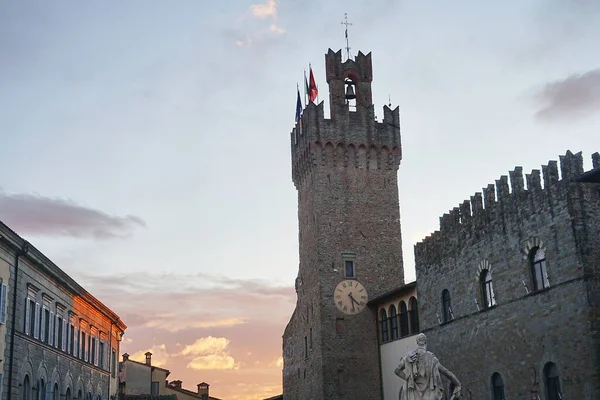 Pałac Priori Zachodzie Słońca Arezzo Toskania Włochy — Zdjęcie stockowe