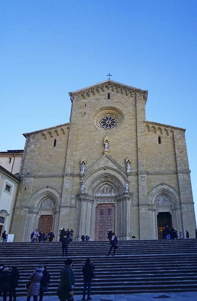 Fassade Der Kathedrale Von Arezzo Toskana Italien — Stockfoto