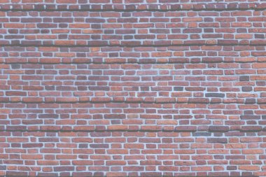 Eski bir binanın geniş tuğlalı boş duvarı. Geniş bir duvarda düzensiz tuğla işi.