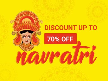 Shubh Navratri 'nin soyut ve yaratıcı Maa Durga tasarım illüstrasyonu Shubh Navratri, Durga Puja ile birlikte posteri. vektör, pankart.