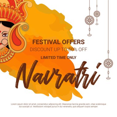 Shubh Navratri 'nin soyut ve yaratıcı Maa Durga tasarım illüstrasyonu Shubh Navratri, Durga Puja ile birlikte posteri. vektör, pankart.