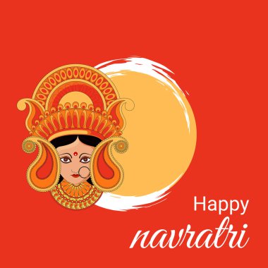 Shubh Navratri 'nin soyut ve yaratıcı Maa Durga tasarım illüstrasyonu Shubh Navratri, Durga Puja ile birlikte posteri. vektör, pankart.