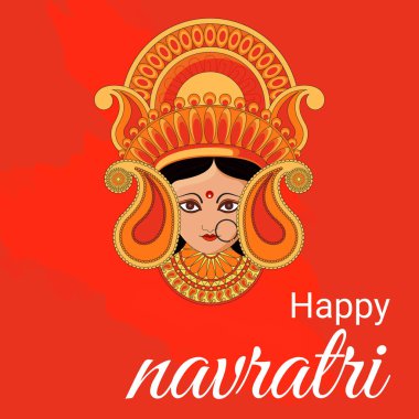 Shubh Navratri 'nin soyut ve yaratıcı Maa Durga tasarım illüstrasyonu Shubh Navratri, Durga Puja ile birlikte posteri. vektör, pankart.