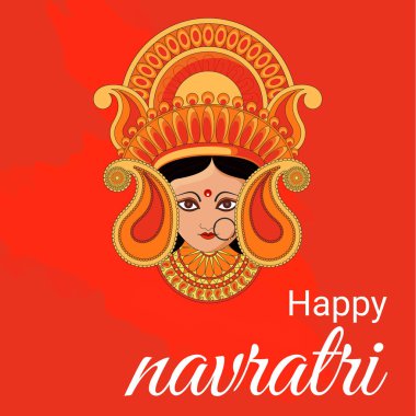 Shubh Navratri 'nin soyut ve yaratıcı Maa Durga tasarım illüstrasyonu Shubh Navratri, Durga Puja ile birlikte posteri. vektör, pankart.