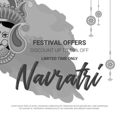 Shubh Navratri 'nin soyut ve yaratıcı Maa Durga tasarım illüstrasyonu Shubh Navratri, Durga Puja ile birlikte posteri. vektör, pankart.