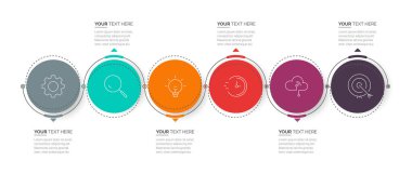 Business Infographic template. Thin line process with square template design with numbers 5 options or steps. Vector illustration. Process chart. Abstract elements of graph.