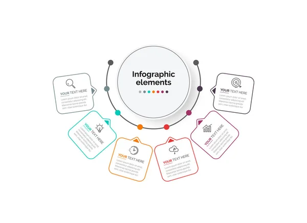 Business Infographic Template Thin Line Process Square Template Design Numbers — Image vectorielle