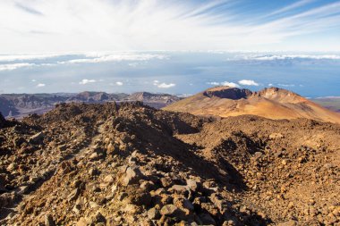 Pico Viejo Krateri Teide Dağı 'ndan görüldü. Teide Ulusal Parkı, Tenerife, Kanarya Adaları, İspanya.