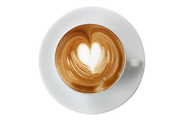 Top view of a coffee mug with latte art — Stock Photo, Image