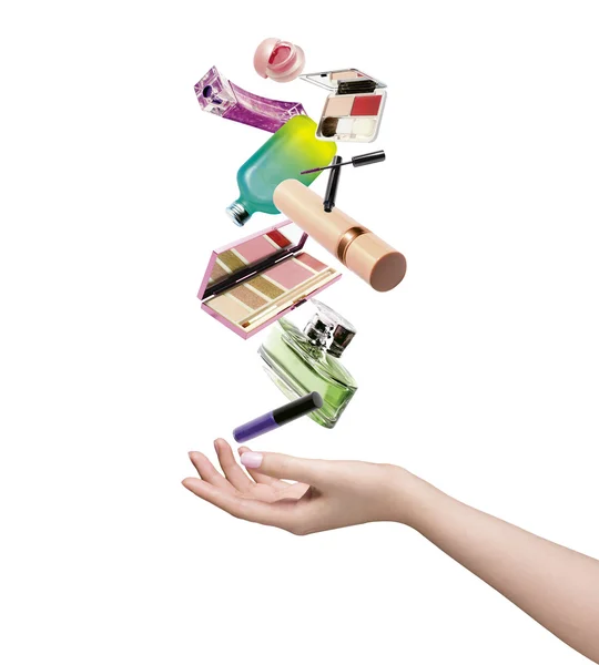 Left woman hand waiting for beauty products — Stock Photo, Image