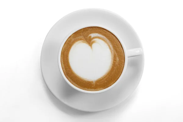 Top view of a coffee mug with latte art — Stock Photo, Image