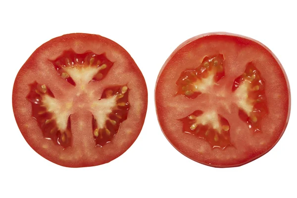 Dwa kawałki pomidorów slajdów — Zdjęcie stockowe