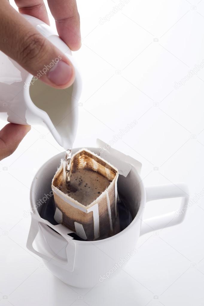 Instant freshly brewed cup of coffee