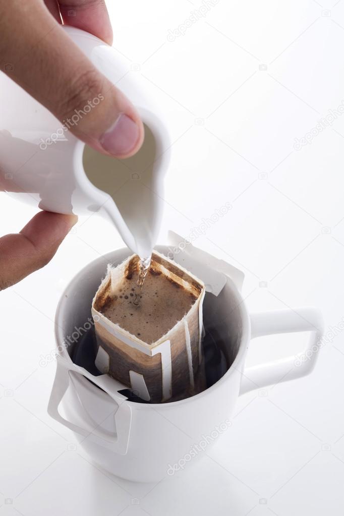 Instant freshly brewed cup of coffee