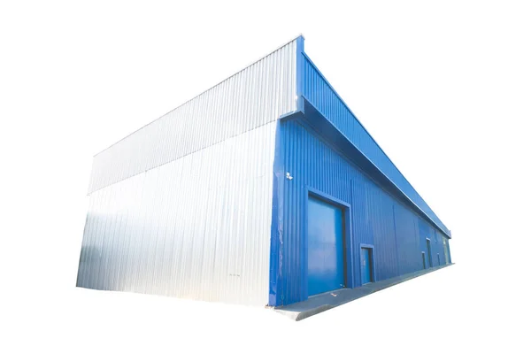 青い色の倉庫の視点は白い上に隔離 — ストック写真