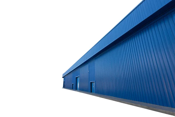 Niebieski Kolor Warehouse Perspektywy Izolowane Białym — Zdjęcie stockowe