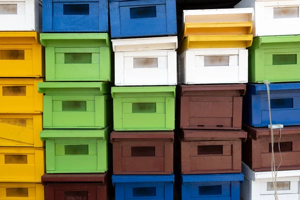 Empilés Nouvelles Maisons Abeilles Colorées — Photo