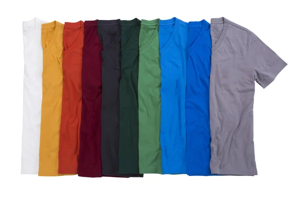 Coloridas Camisetas Plegadas Grupo Sobre Fondo — Foto de Stock