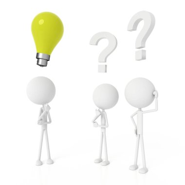 İnsanlar model olur ve fikirleri olur. 3B görüntüleme.