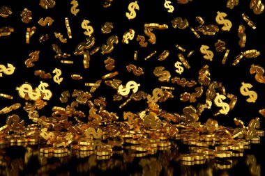 Altın dolar işareti. 3D render.