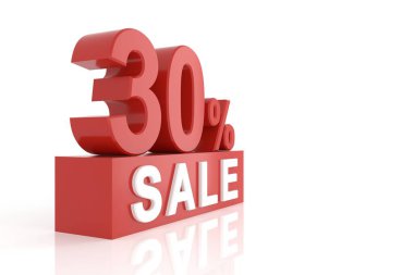 Yüzde otuz indirimli. 3B görüntüleme.