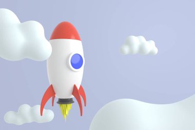 Roketin soyut arka planı. 3B görüntüleme.