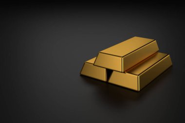 Web sitesi afiş için Altın çubuklar. 3d render.