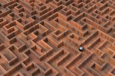 Labirentin soyut arkaplanı. 3B görüntüleme.