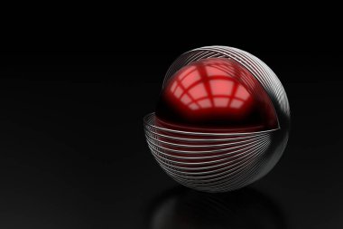 Çember metalin soyut arka planı. 3B görüntüleme.