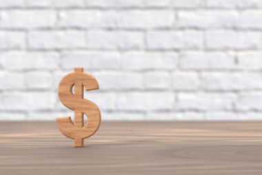 Dolar para birimi pankartı tasarımı. 3B görüntüleme.