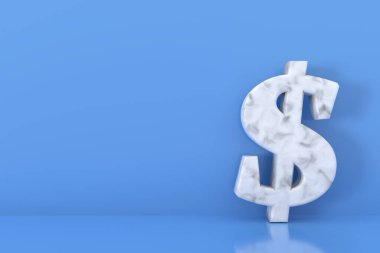 Dolar işareti pankartı tasarımı. 3B görüntüleme.