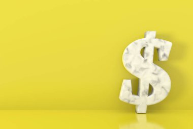 Dolar işareti pankartı tasarımı. 3B görüntüleme.