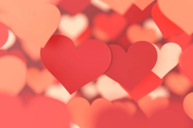 Kırmızı kalp geçmişi. Sevgililer Günü. 3B görüntüleme.