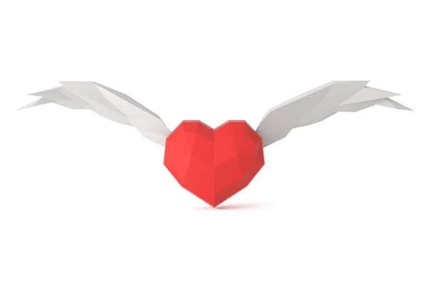 Low Poly Heart White Background Rendering — Stockfoto