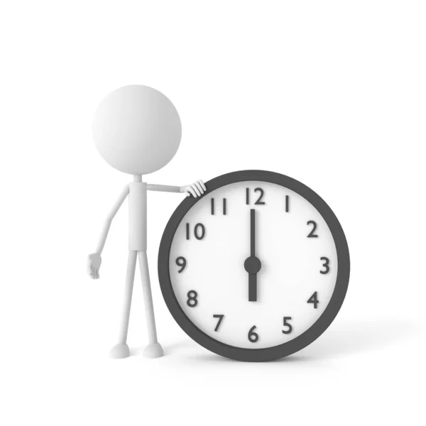 Man Clock Leaving Time Concept Rendering — Stock Photo, Image