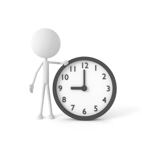 Man Clock Start Working Time Concept Rendering — стоковое фото