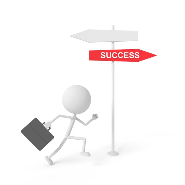 Businessman Running Success Guide Post Rendering — Stock Fotó