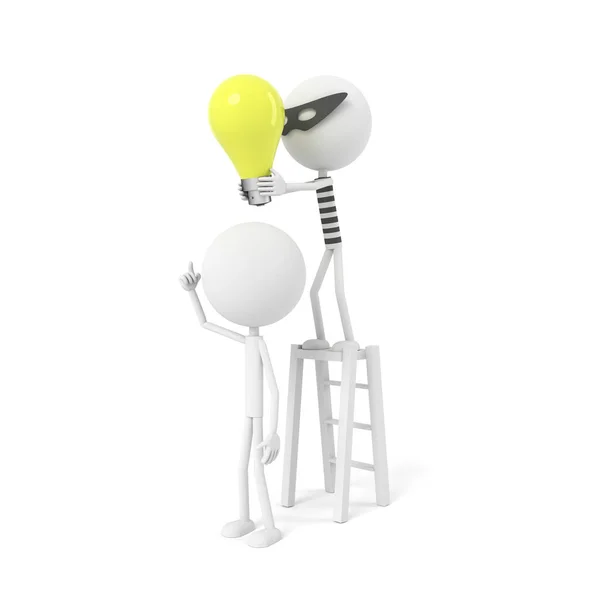 Robber Stealing Bulb Stealing Idea Concept Rendering — Stock Fotó