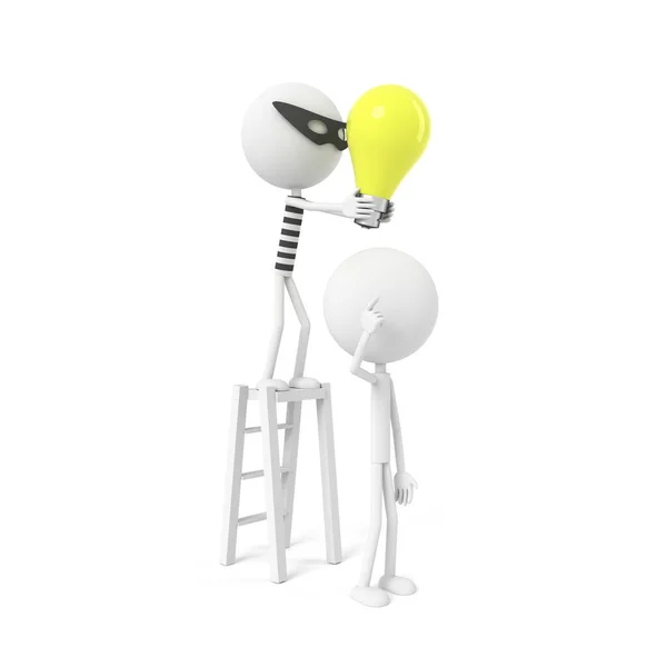 Robber Stealing Bulb Stealing Idea Concept Rendering — Foto Stock