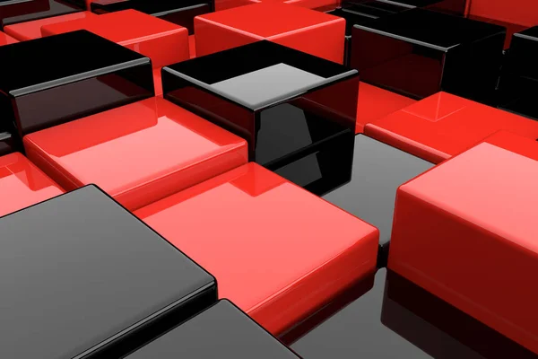 Abstract Background Black Red Cubes Rendering — Photo