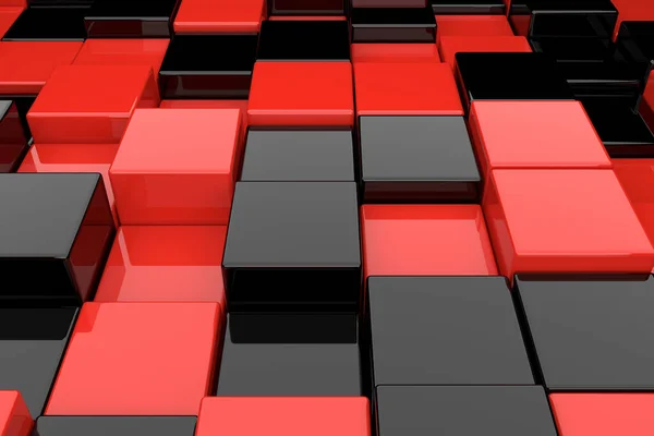 Abstract Background Black Red Cubes Rendering — Photo