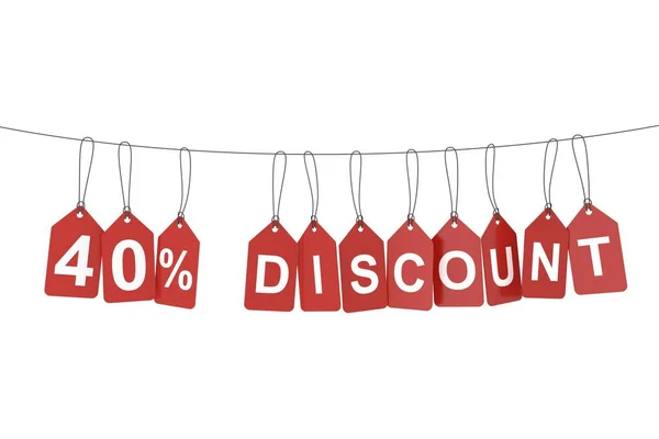 Forty Percent Discount Tag Rendering — Foto de Stock