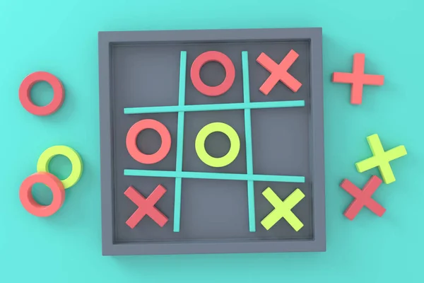 Tic Tac Toe Игра Рендеринг — стоковое фото