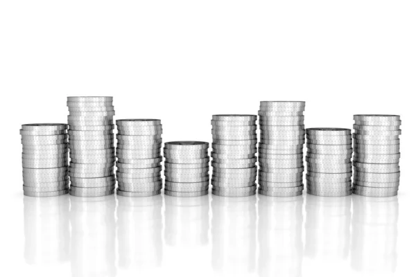 Silver Coins Stack Rendering — Foto Stock