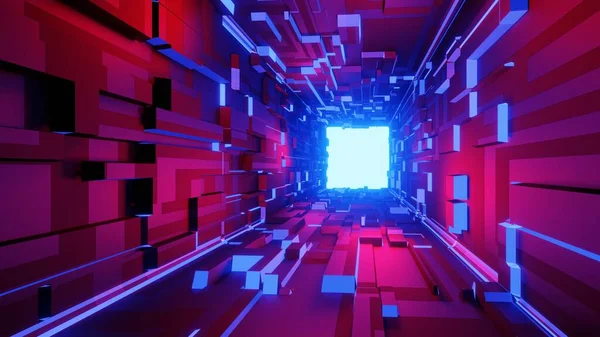 Bilim kurgu sahne tasarımı. 3B görüntüleme.