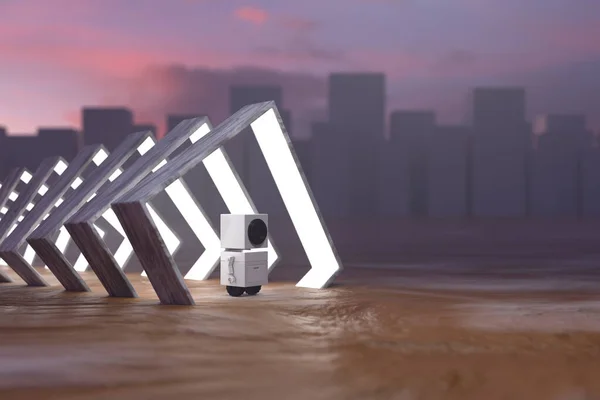 Sci Szene Mit Einem Roboter Rendering — Stockfoto
