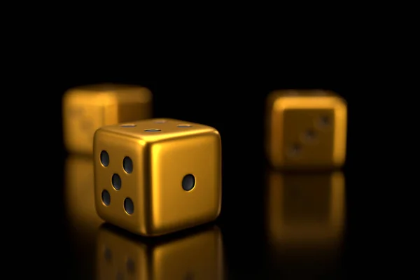 黄金のサイコロ カジノオンラインバナー 3Dレンダリング — ストック写真