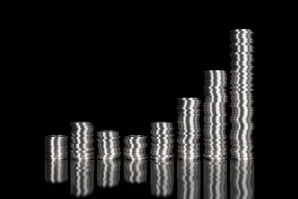 Срібні Монети Стоять Візуалізація — стокове фото
